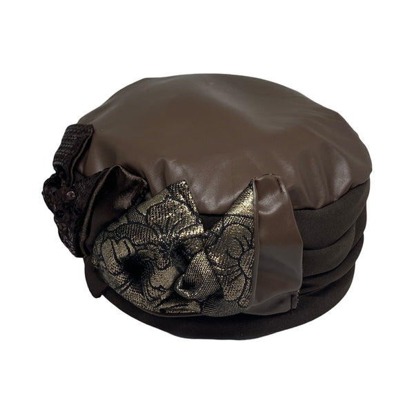 ברט קלאסי שושנים אלגנט דמוי עור חום