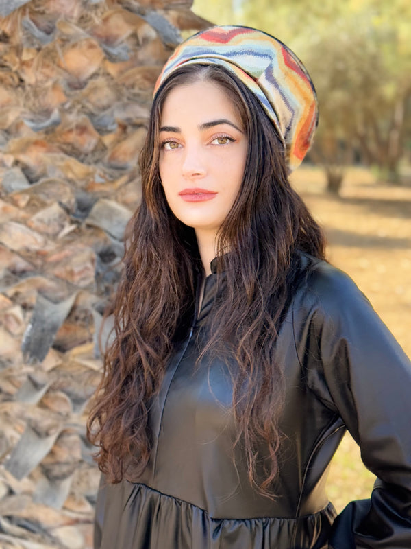 ⁨⁨⁨⁨ כובע שיק קומפורט קטיפה זיגזג חמרה ⁩⁩⁩⁩ (7766366978224)