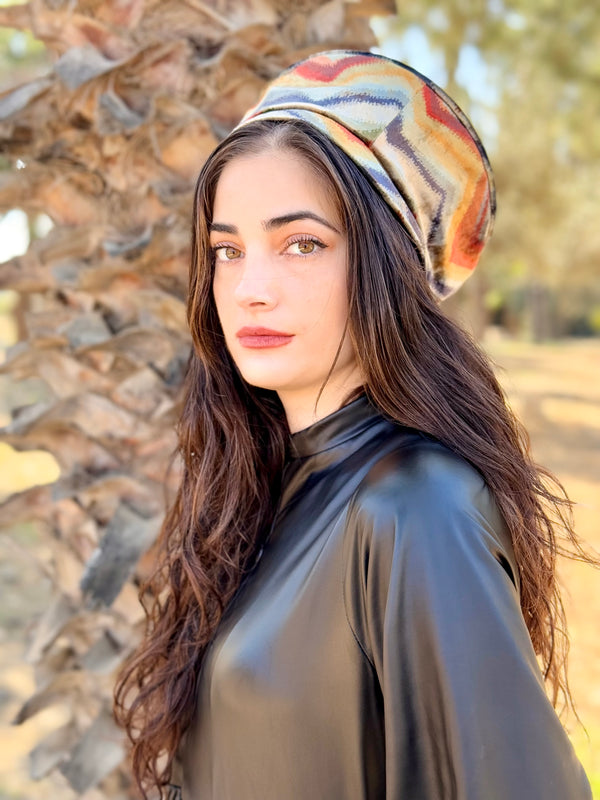 ⁨⁨⁨⁨ כובע שיק קומפורט קטיפה זיגזג חמרה ⁩⁩⁩⁩ (7766366978224)