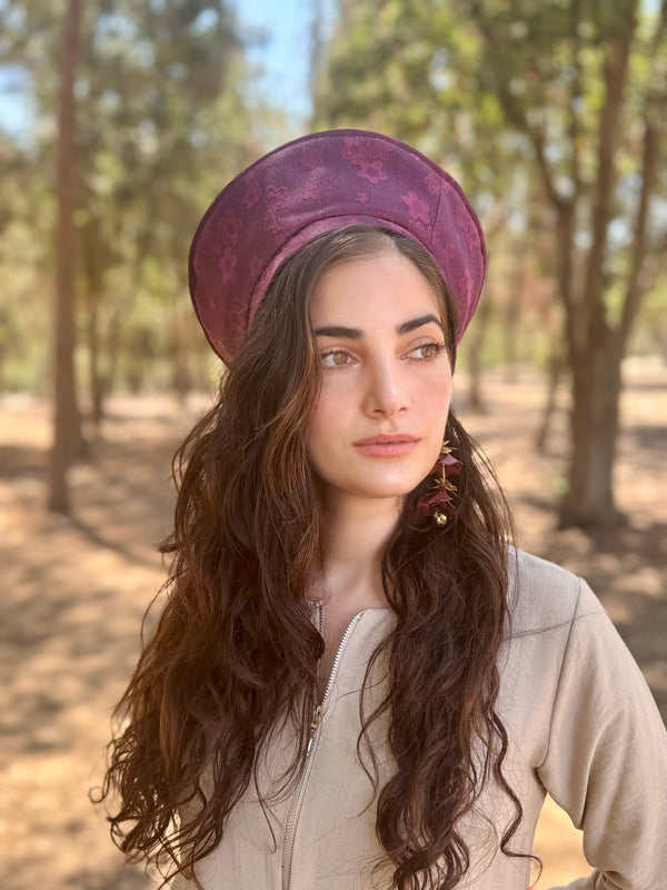 כובע שיק פרחים ארגמן (7900040921264)