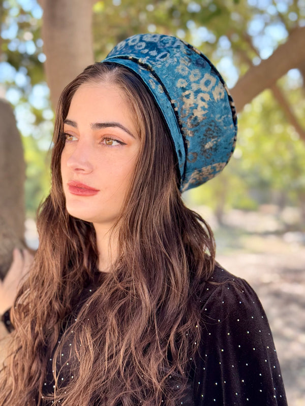 ⁨⁨⁨⁨ כובע שיק קומפורט קטיפה ירוק מנומר ⁩⁩⁩⁩ (7766362259632)