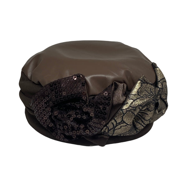 ברט קלאסי שושנים אלגנט דמוי עור חום