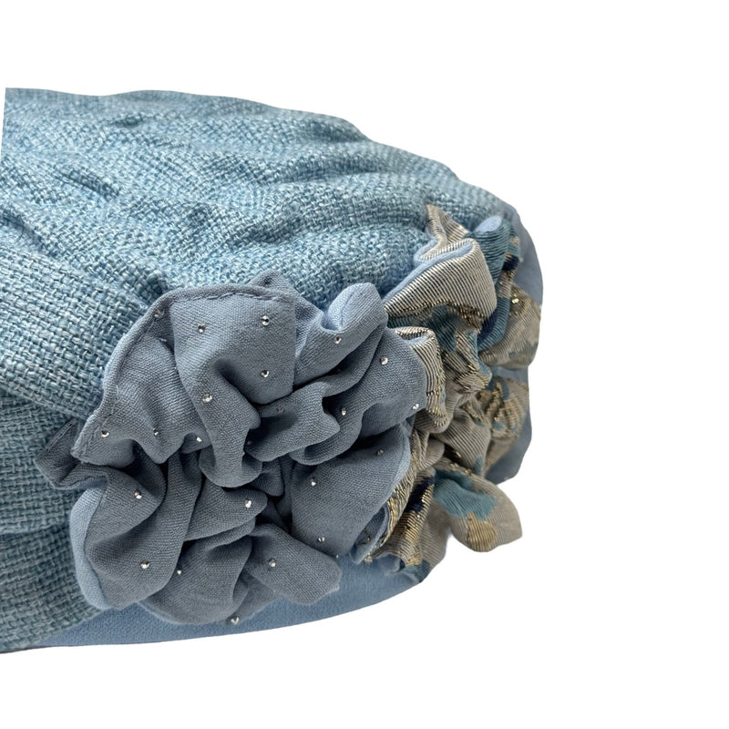 ברט מכווץ פרחים תכלת