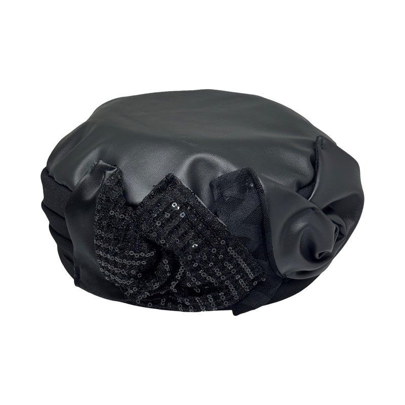 ברט קלאסי שושנים אלגנט דמוי עור שחור