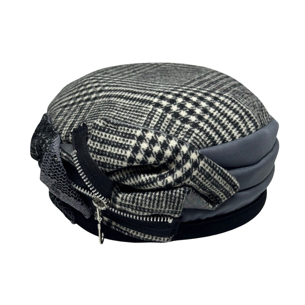 ברט קלאסי רוכסן משובץ אפור