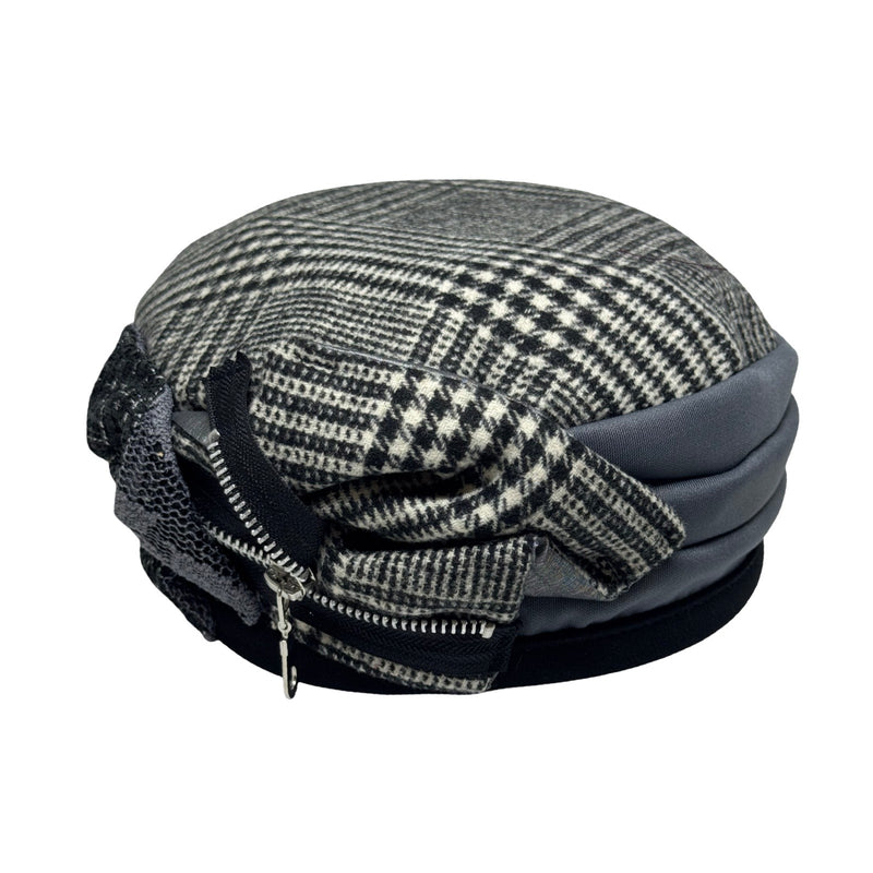 ברט קלאסי רוכסן משובץ אפור