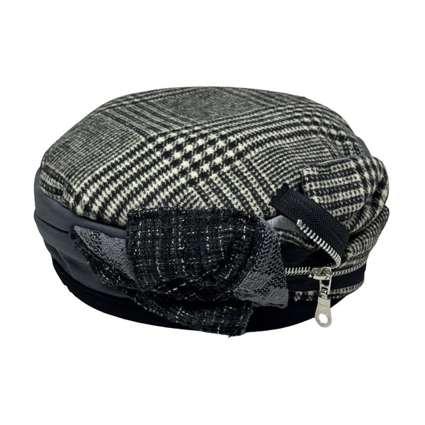 ברט קלאסי רוכסן משובץ אפור