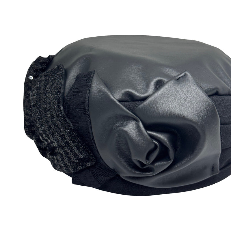 ברט קלאסי שושנים אלגנט דמוי עור שחור