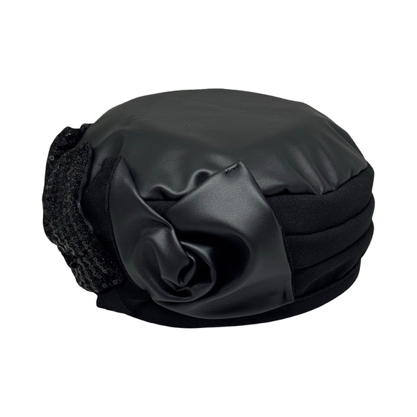 ברט קלאסי שושנים אלגנט דמוי עור שחור