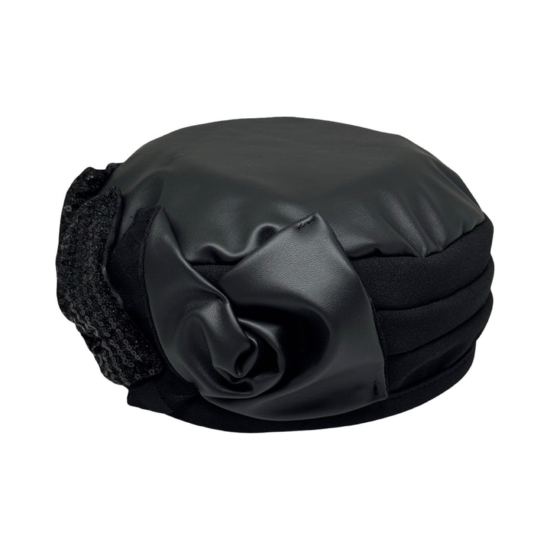 ברט קלאסי שושנים אלגנט דמוי עור שחור